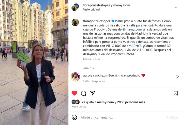canaldis-marnys-floragonzalez-periodista-mediaset-vitc1000-propolvitdefens-publicidad-influencer